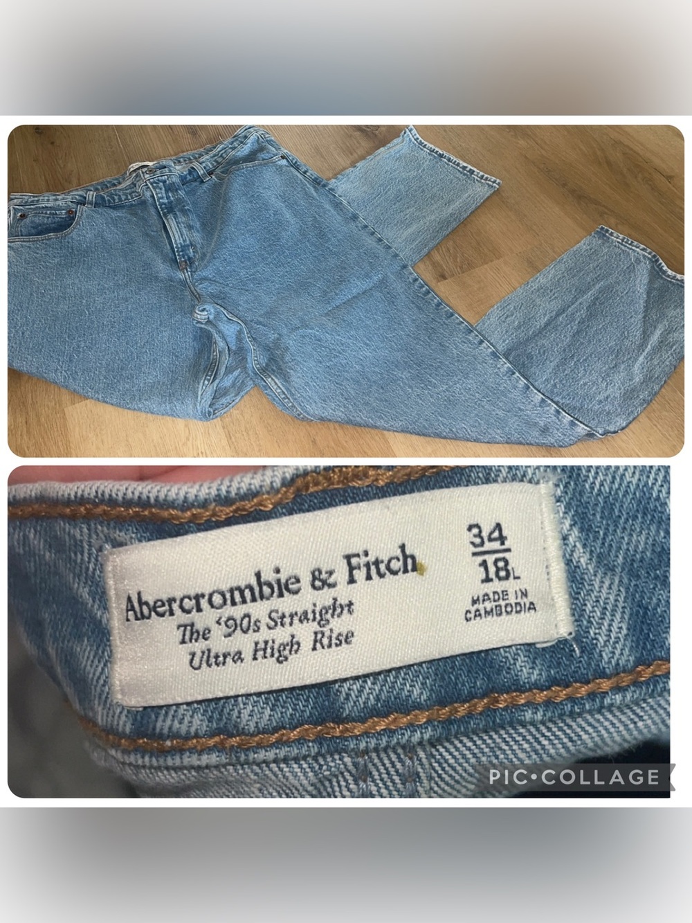 Abercrombie & Fitch Light Blue '90s Straight Ultra High Rise Jeans 18L
